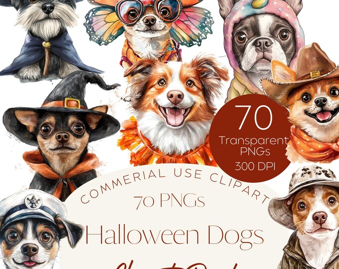 Dogs in Halloween Costumes Clipart Pack | Fall Funny Dog Puppy ...