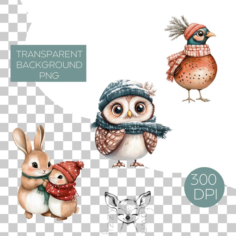 Woodland Winter Clipart Pack | Cute Christmas Woodland Animals in ...