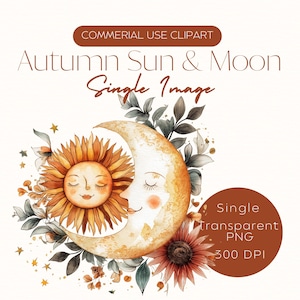 Herfstzon en maan | Enkele png-afbeelding | Prachtige herfst-equinox | 300 dpi | Commercieel gebruik