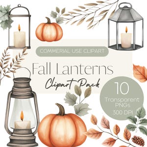 Pacchetto Clipart Lanterne Autunnali / Grafica / 25 Immagini PNG / 300 DPI / Uso Commerciale /