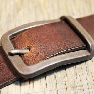 Mens Belt Brown Leather with Copper Finish Buckle, Handmade Italian Leather Belt, Men&#39;s Leather Belt, Leather Belt Gift for Dad, Art.BC019
