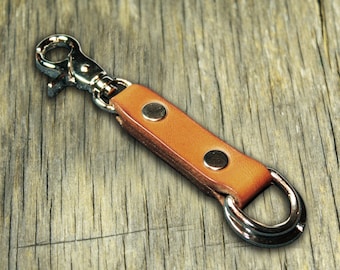 Leather Keyring, Mens Leather Keyring, Leather Key Ring, Leather keychain, Leather belt Keychain, Keyring with hook, Key fob, Art.KRU010
