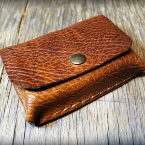 Handcrafted Buffalo Leather Card Holder: Italian Leather Mini Wallet