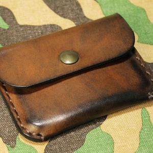 Handmade Italian Leather Coin & Card Pouch: Personalized Mini Wallet