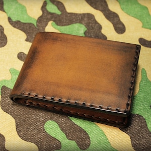 Mens leather wallet handmade in Firenze Italy with vegetable tanned organic leather - Art.WM022