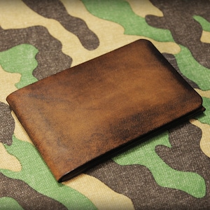 Handmade Leather Bifold Wallet: Italian Leather Credit Card Holder