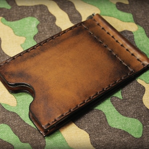 Handmade Italian Leather Money Clip Wallet: Minimalist Card Holder