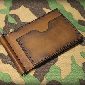 Handmade Italian Leather Money Clip Wallet: Minimalist Billfold