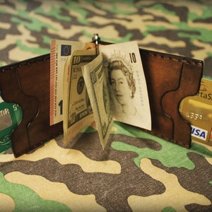 Handmade Italian Leather Money Clip Wallet: Minimalist Card Holder