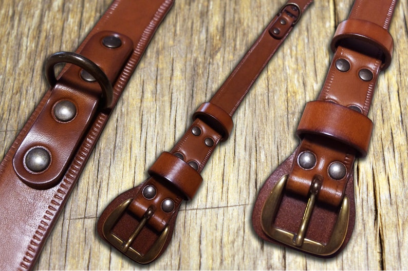 Italian Full Grain Leather Collar Made in Italy Dog Collar Handmade Leather Collar Artisanal Dog Collar Art.MISC065 Dog Leather Collar