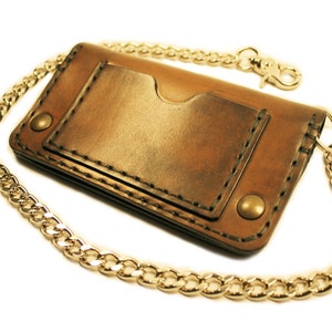 Portafoglio di Pelle per Uomo con Catena, Portafoglio di Cuoio Motociclista, Portafoglio Biker Italiano Fatto a Mano - Art.WM026