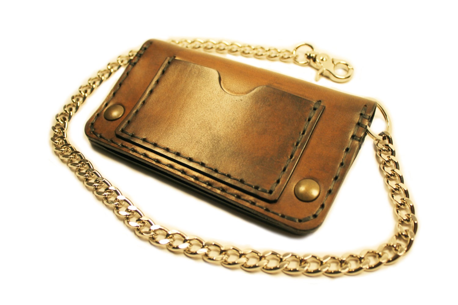 Handmade Italian Leather Biker Wallet with Metal Chain