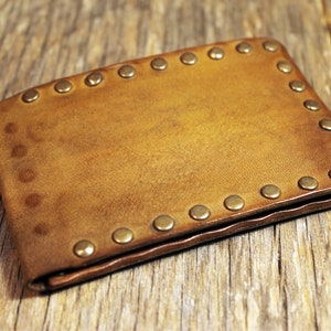 Italian handmade credit card minimal wallet with studs, Art.WM057