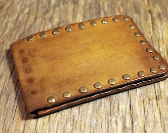 Italian handmade credit card minimal wallet with studs, Art.WM057