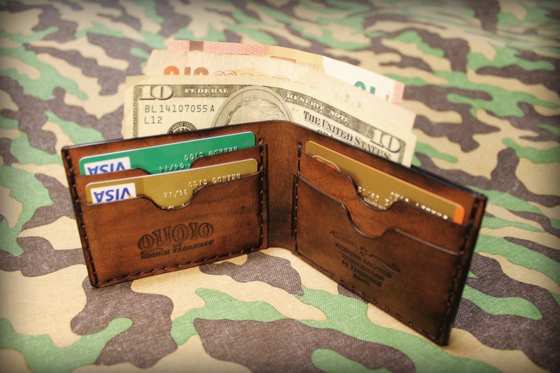 Mens leather wallet handmade in Firenze Italy with vegetable Etsy