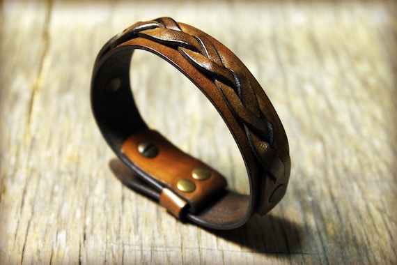 Braided Leather Bracelet: Unisex Italian Leather, Handmade