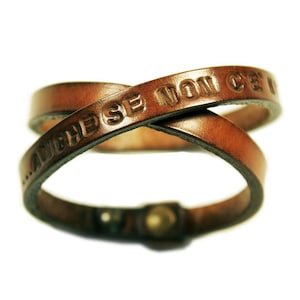 Pulsera unisex de cuero orgánico de doble vuelta personalizada con letras estampadas - Art.BRU038