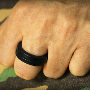 Ring, Leather Ring, Double Ring, Handmade Leather Ring, Womens Leather Ring, Mens Leather Ring, Unisex Leather Ring, Gift Ring, Art.RU010