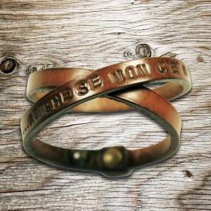 Pulsera unisex de cuero orgánico de doble vuelta personalizada con letras estampadas - Art.BRU038