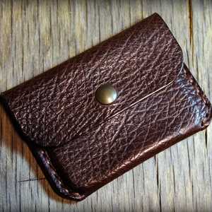 Handmade Buffalo Leather Card Wallet: Italian Leather Coin Pouch