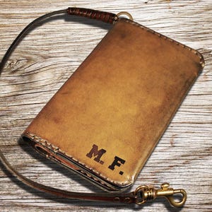 Cartera de cadena para hombre, Cartera de cuero para motociclista, Cartera para hombre, Cartera de cuero para hombre con cadena, Cartera de cuero italiana, Cartera hecha a mano, Art.WM054