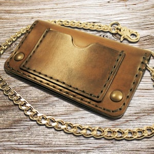 Mens Biker Leather Wallet, Handmade Mens Leather Chain Wallet, Italian Leather Wallet - Art.WM026