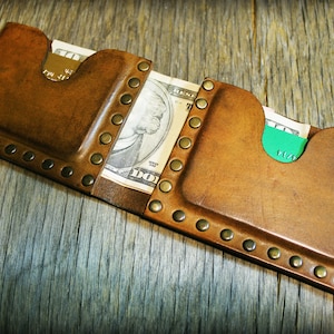 Riveted Leather Billfold Wallet: Handmade Italian Full Grain