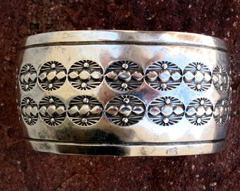 Douglas Etsitty Hand-stamped Cuff Bracelet, Navajo. Handmade