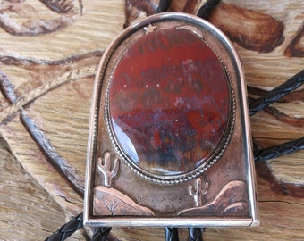 BOLD NAVAJO BOLO Tie, Petrified Wood, Sterling, Bennett Clasp