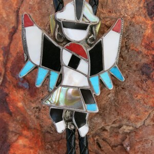 ZUNI KNIFEWING BOLO, Dishta, Turquoise, Bennett C-31, Sterling
