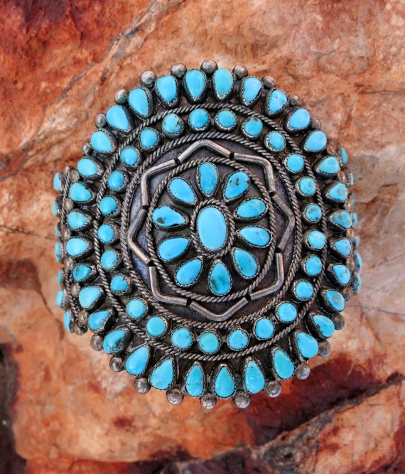 MAGNIFICENT ZUNI BRACELET, Petit Point Turquoise … - image 2