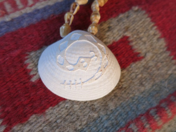 Navajo Shell Necklace, Rattelsnake Carved Design, Sterling Silver