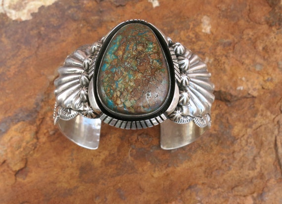 Best Vintage Native American Navajo Kachina Cerrillos Turquoise Sterling Silver Bracelet Best Vintage Native American Navajo Kachina Cerrillos Turquoise Sterling Silver Bracelet