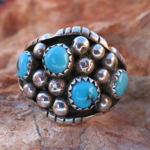NAVAJO TURQUOISE RING, Sz 11 1/2, Stamped &quot;Sterling&quot;