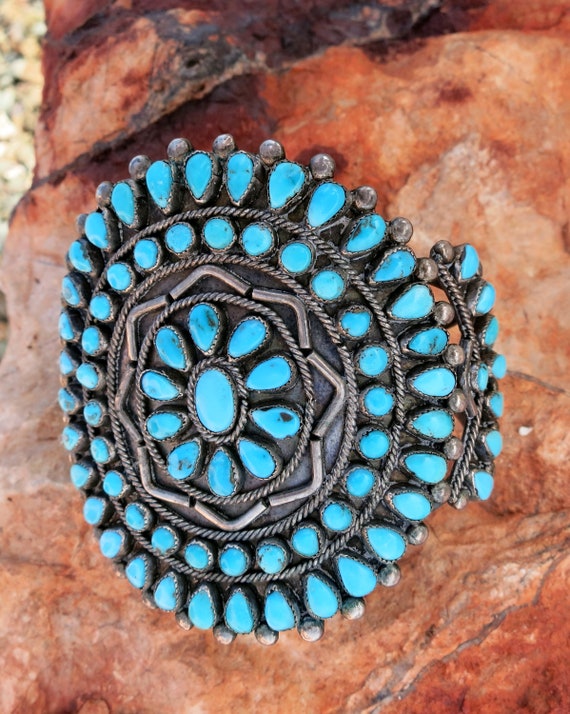 MAGNIFICENT ZUNI BRACELET, Petit Point Turquoise … - image 4