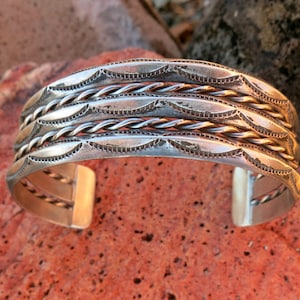 NAVAJO SILVER BRACELET, 45 Grams, Size 7 1/4, Vintage, Sterling Silver