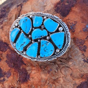 BOLD NAVAJO TURQUOISE Buckle, 59 Grams, Signed & Sterling