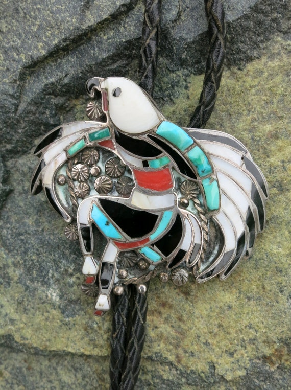 Important John Lucio Vintage Native American Jewelry Zuni Turquoise Eagle Dance Sterling Silver Bracelet Important John Lucio Vintage Native American Jewelry Zuni Turquoise Eagle Dance Sterling Silver Bracelet