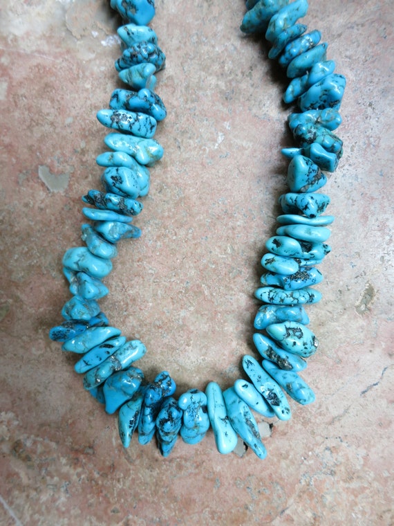 Chunky 160 Gram Turquoise Nugget Vintage Navajo Native American Jewelry Necklace Old Chunky 160 Gram Turquoise Nugget Vintage Navajo Native American Jewelry Necklace Old