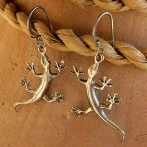 SILVER LIZARD DANGLE Earrings, Stamped &quot;Sterling&quot;, French Hooks