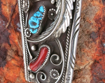 Cravate Bolo Navajo Vintage : Turquoise Et Argent, Peint à La Main, Unique !