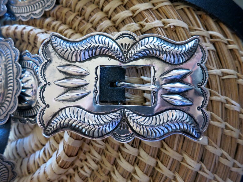 VINTAGE NAVAJO CONCHO Belt Repousse 290 Grams Sterling Etsy