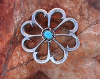 Large Navajo BROOCH, Turquoise, 24 Grams, Sterling