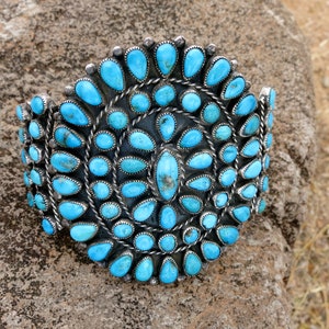 ZUNI 1930 BRACELET, 111 Turquoise Petit Point, 103 Grams, Size 7 1/4