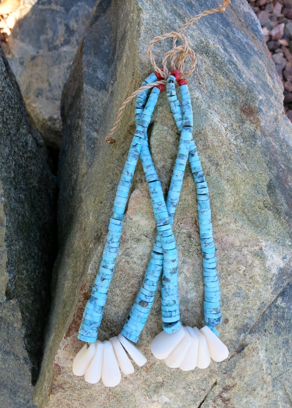 VINTAGE TURQUOISE JACLA, Handmade & Rolled Beads, 