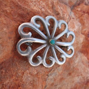 NAVAJO TURQUOISE BROOCH, Vintage, Sterling Silver