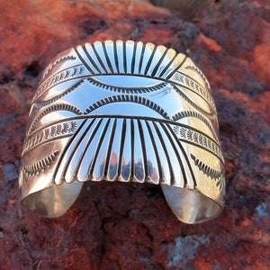 XL NAVAJO BRACELET, 83 Grams, Signed &quot;L B&quot; & Stamped Sterling