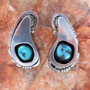 Vintage Navajo Turquoise Earrings, Studs, Sterling