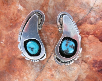 Vintage Navajo Turquoise Earrings, Studs, Sterling