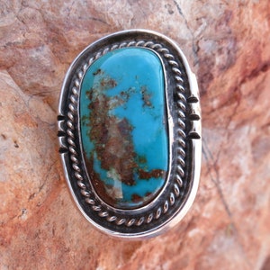 GORGEOUS ROYSTON TURQUOISE Ring, Vintage Navajo, Handmade, Size 7, Sterling Silver